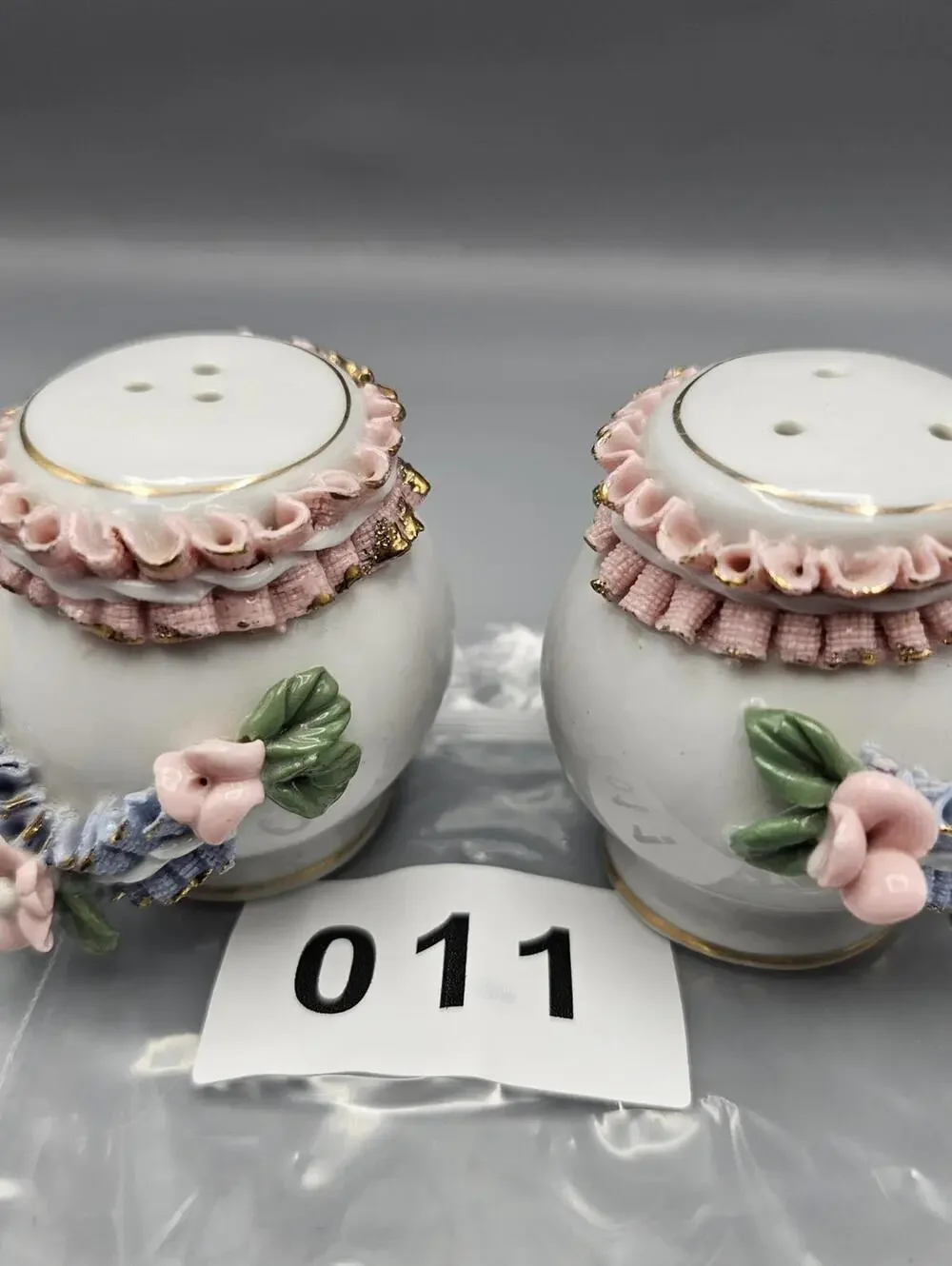 Vintage Ceramic Salt and Pepper Shakers with Floral Detailing